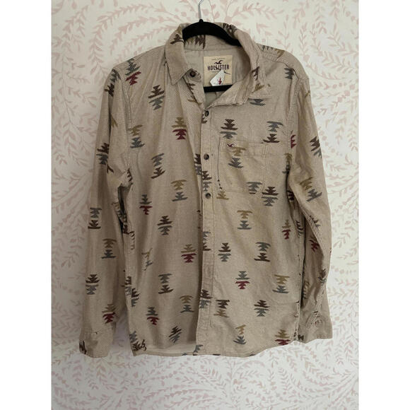 NWT Hollister Men’s Casual Printed Button-Up Shirt - M MED - Picture 1 of 8